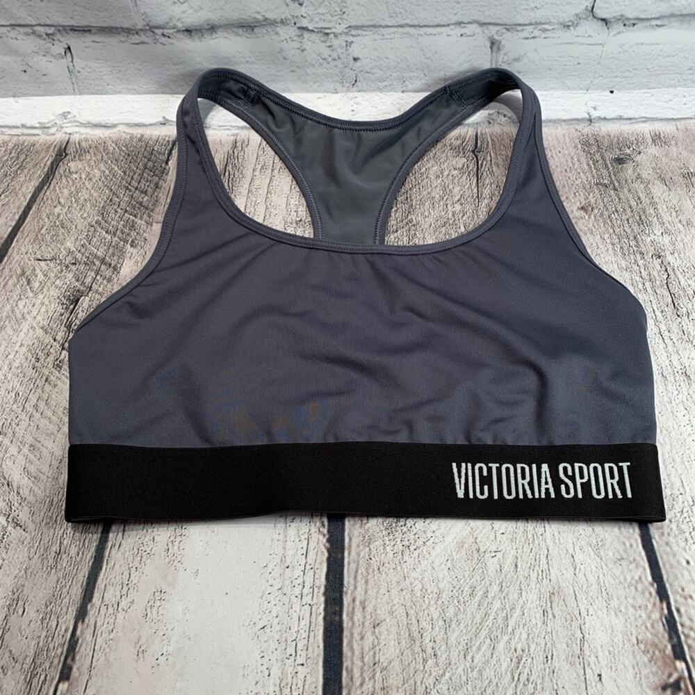 VICTORIA SPORT Women’s “The Player” Grey/Black RacerBack Sports Bra /Size: Small